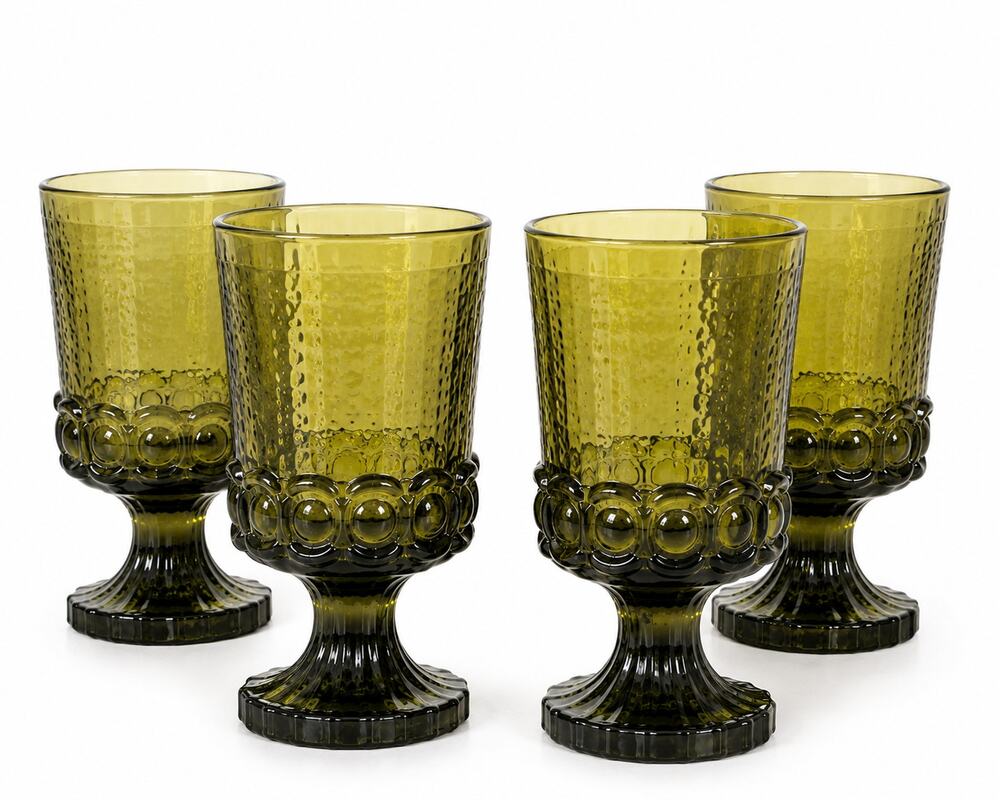 Vintage Franciscan Madeira Olive Green Goblets Set of 4